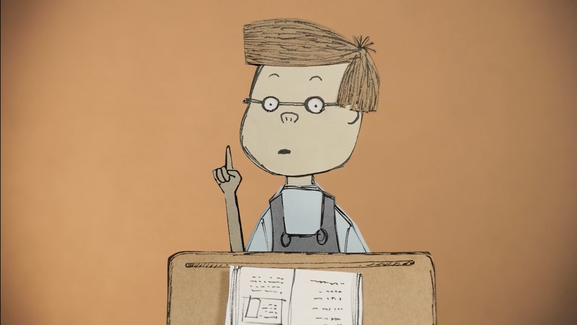 Sam at desk